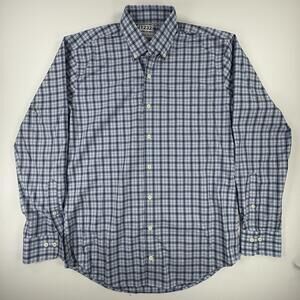 Peter Millar Shirt Mens Medium Blue Plaid Long Sleeve Button Down Stretch Casual
